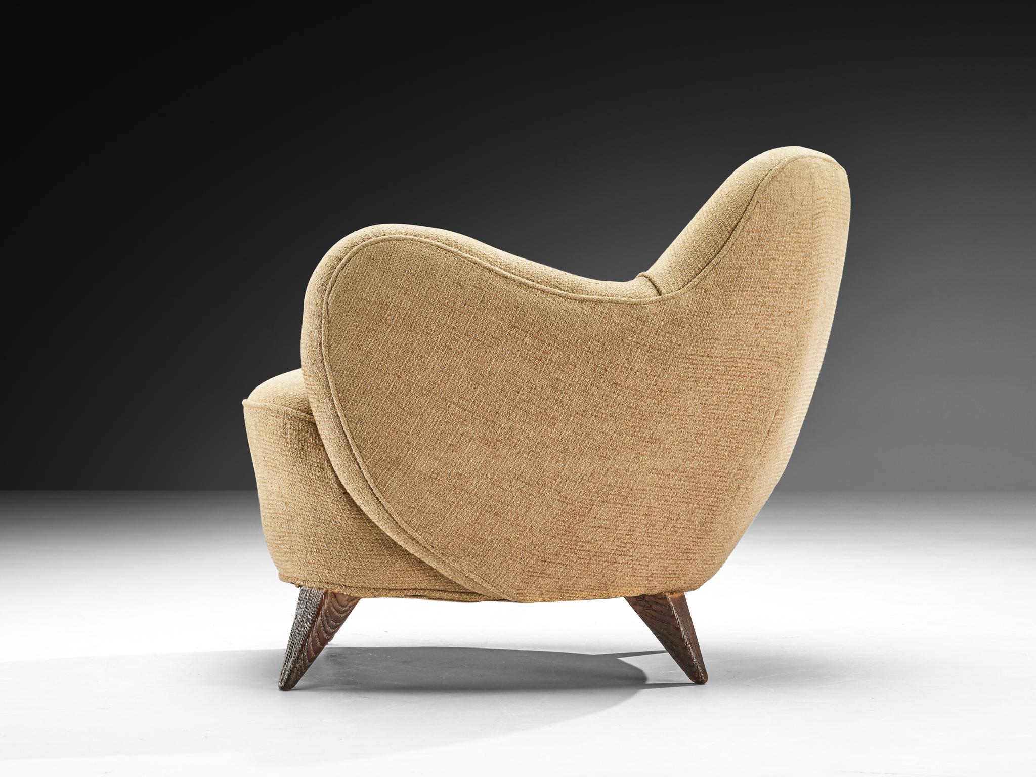 Tissu Paire de chaises longues 'Barrel' en tissu Light Beige et Oak Oak en vente