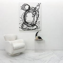 Sedia a dondolo girevole Vladimir Kagan "Papa Bear", in bouclé, Directional, anni '80