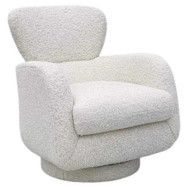 Vladimir Kagan Wingback Swivel Chair, in Boucle, Directional, 1990's For Sale