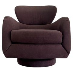 Vladimir Kagan Papa Bear Wingback Swivel Chair, Aubergine, Directional, 1990's
