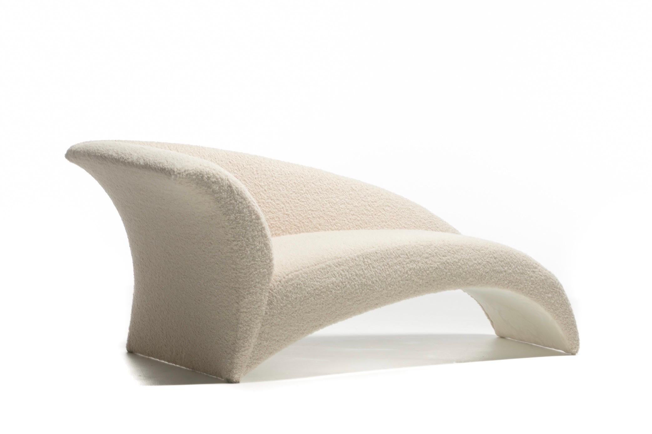 A true sculptural work of art, whisk yourself away in this exquisite Post Modern Chaise Lounge by renowned Designer Vladimir Kagan for Directional. Modern glam. Chic and high art without a doubt. Unlike traditional chaise lounges that seem to anchor