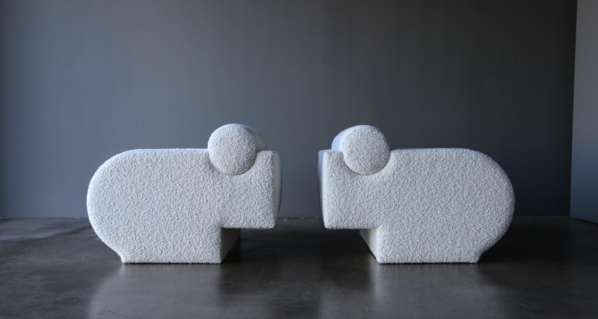 Post-Modern Vladimir Kagan Postmodern Roll-Back Lounge Chairs for Directional, USA, 1985