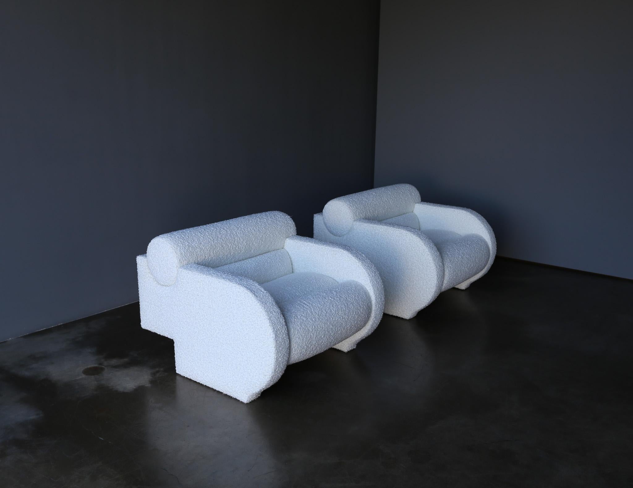 American Vladimir Kagan Postmodern Roll-Back Lounge Chairs for Directional, USA, 1985