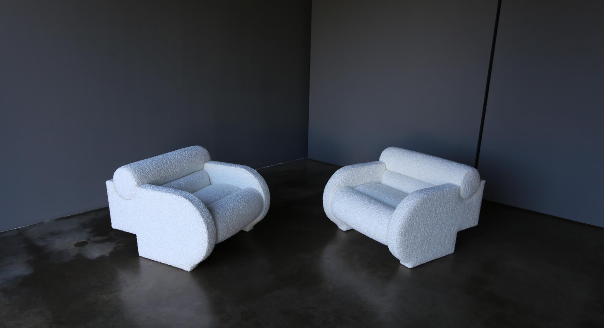 Vladimir Kagan Postmodern Roll-Back Lounge Chairs for Directional, USA, 1985 1