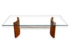 Vladimir Kagan Propeller Wood Chrome and Glass Mid Century Modern Coffee Table
