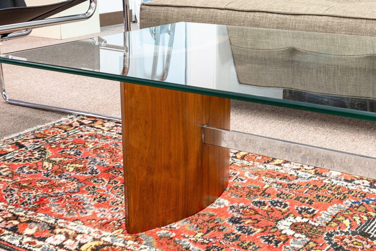 20th Century Vladimir Kagan Propeller Wood Chrome and Glass Mid Century Modern Coffee Table