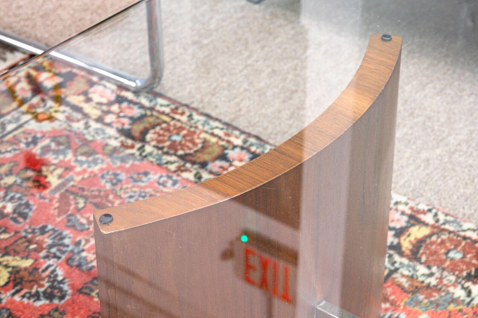 20th Century Vladimir Kagan Propeller Wood Chrome and Glass Mid Century Modern Coffee Table