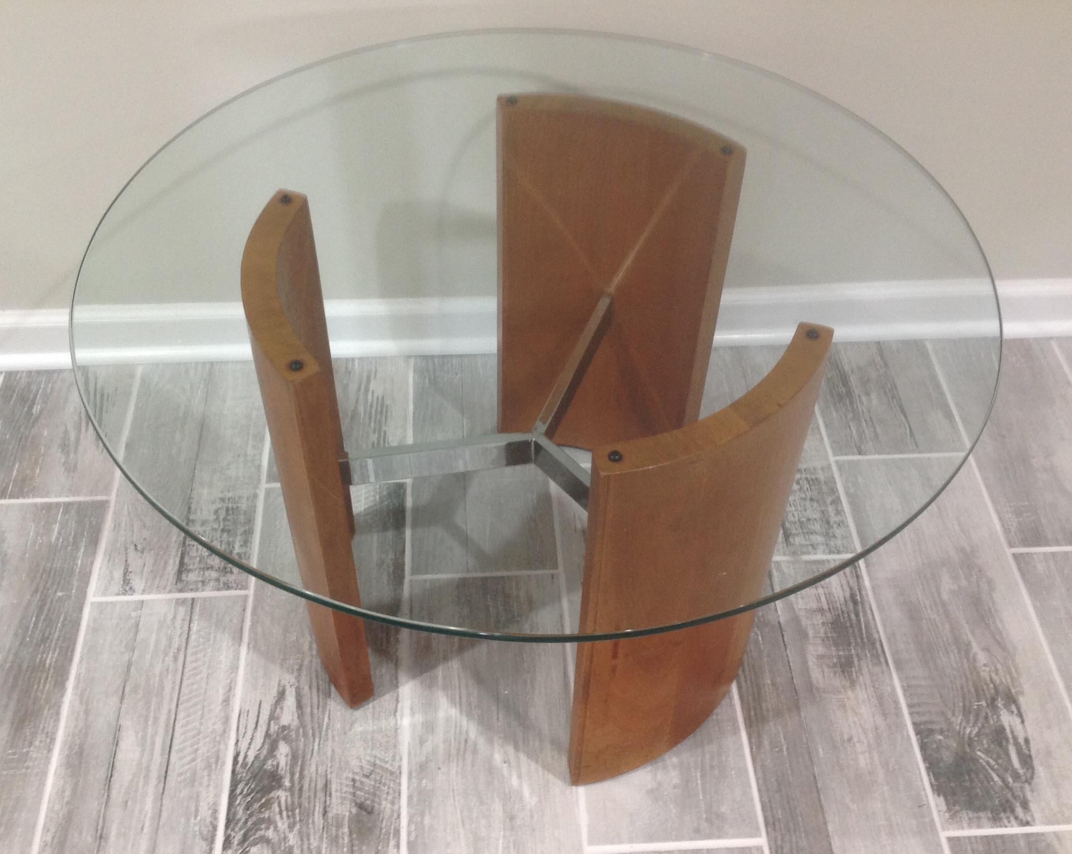 Vladimir Kagan designed radius table with original glass.
