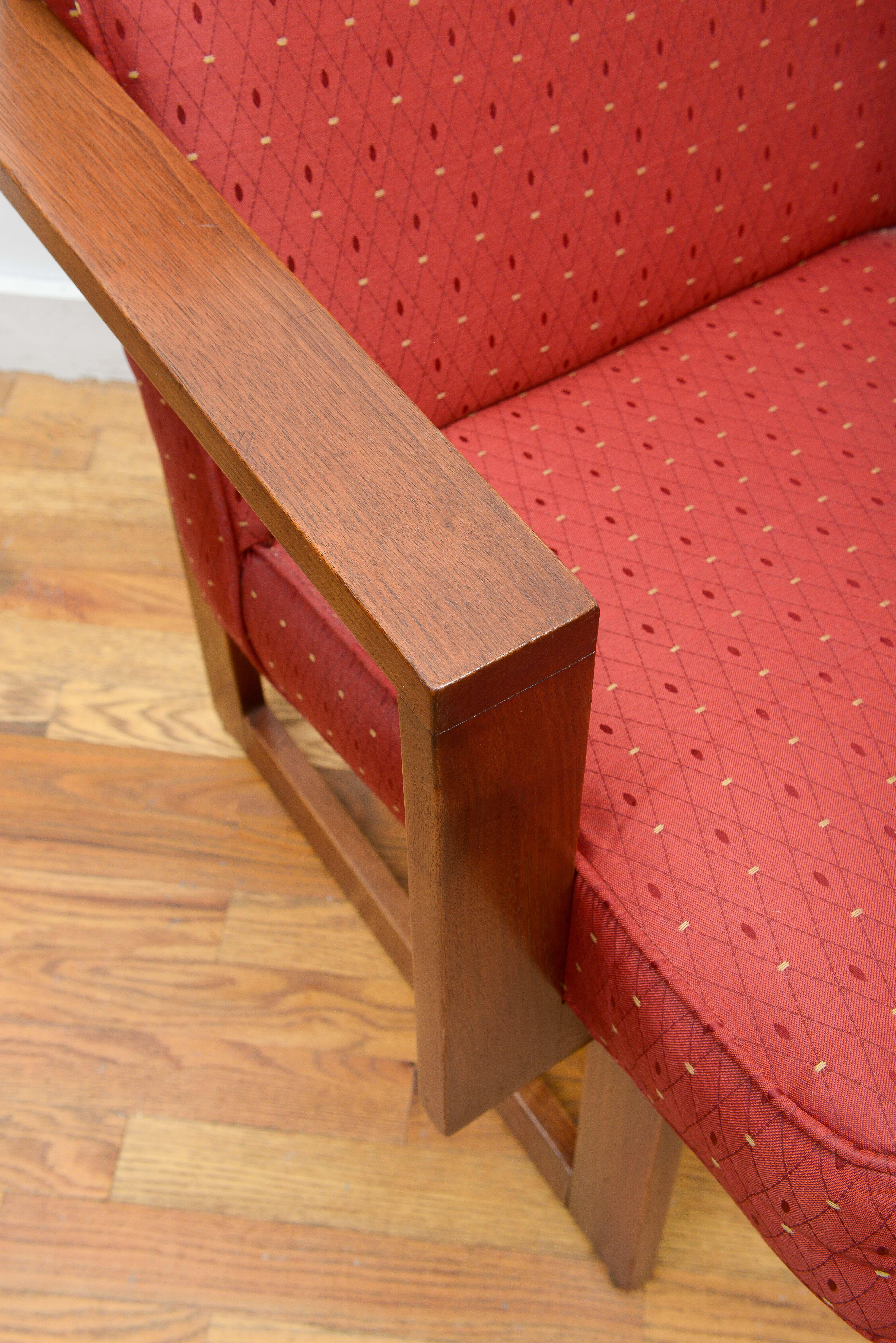 Tissu d'ameublement Rare fauteuil «ubiste » Vladimir Kagan en chêne des années 1960 en vente