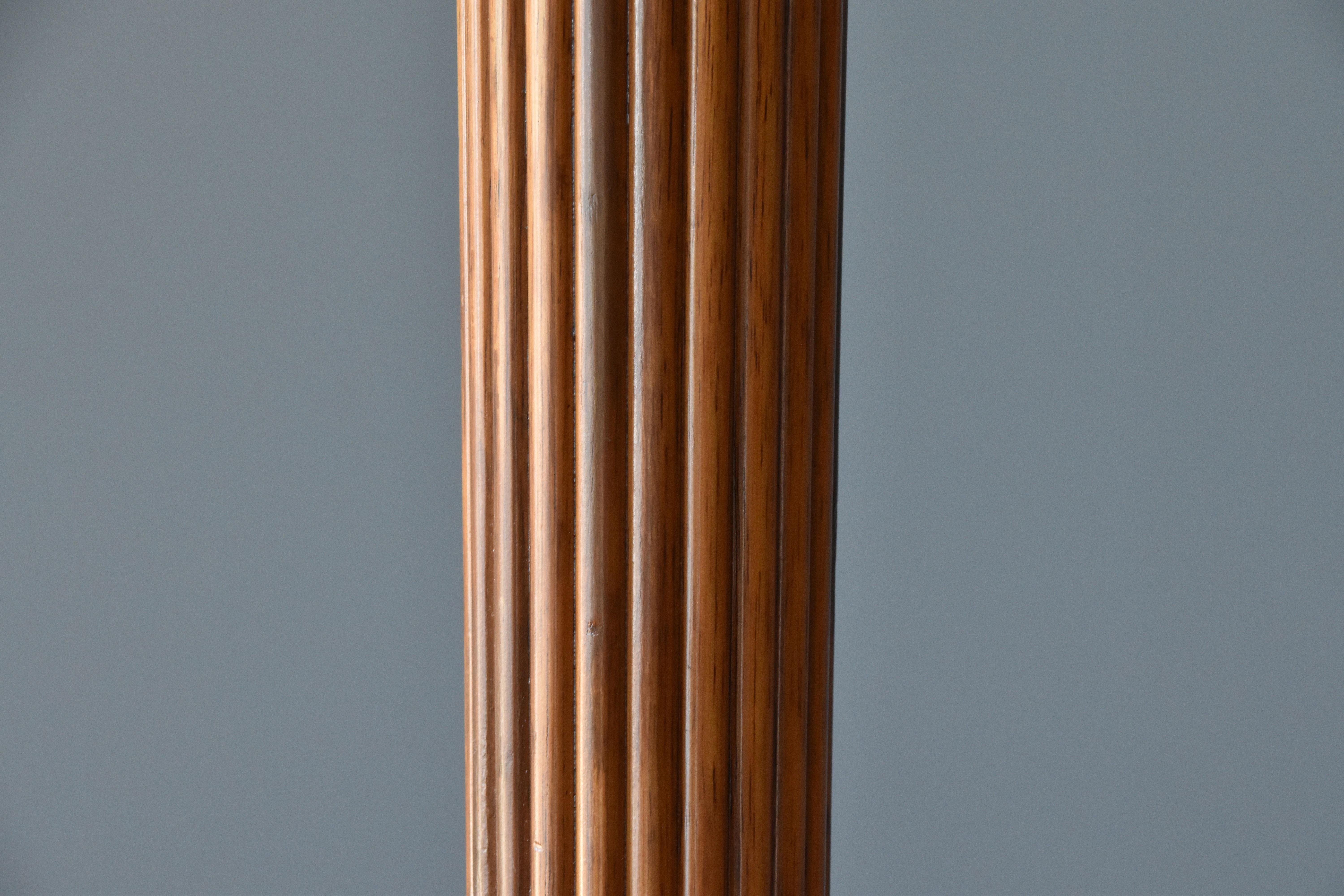 American Vladimir Kagan, Rare Floor Lamp, Carved Walnut, Original Shade, Studio, 1960s