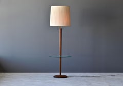 Vladimir Kagan, Rare Floor Lamp, Walnut, Glass, Original Shade, Studio 1960s
