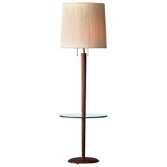 Vladimir Kagan, Rare Floor Lamp, Walnut, Glass, Original Shade, Studio 1960s