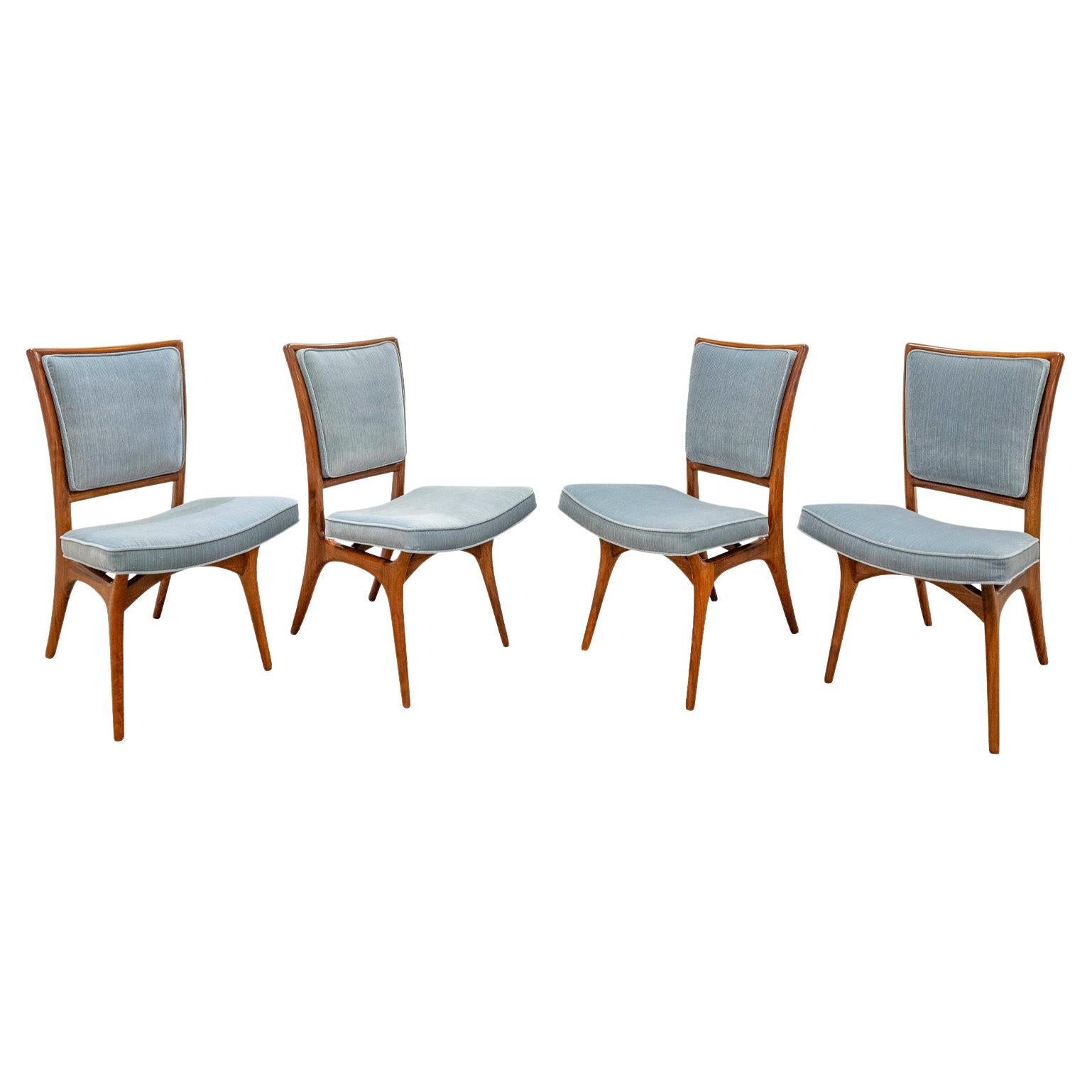 Vladimir Kagan Rare Iconic Set of 4 Sculpted Walnut Dining/Game Chairs 1950s