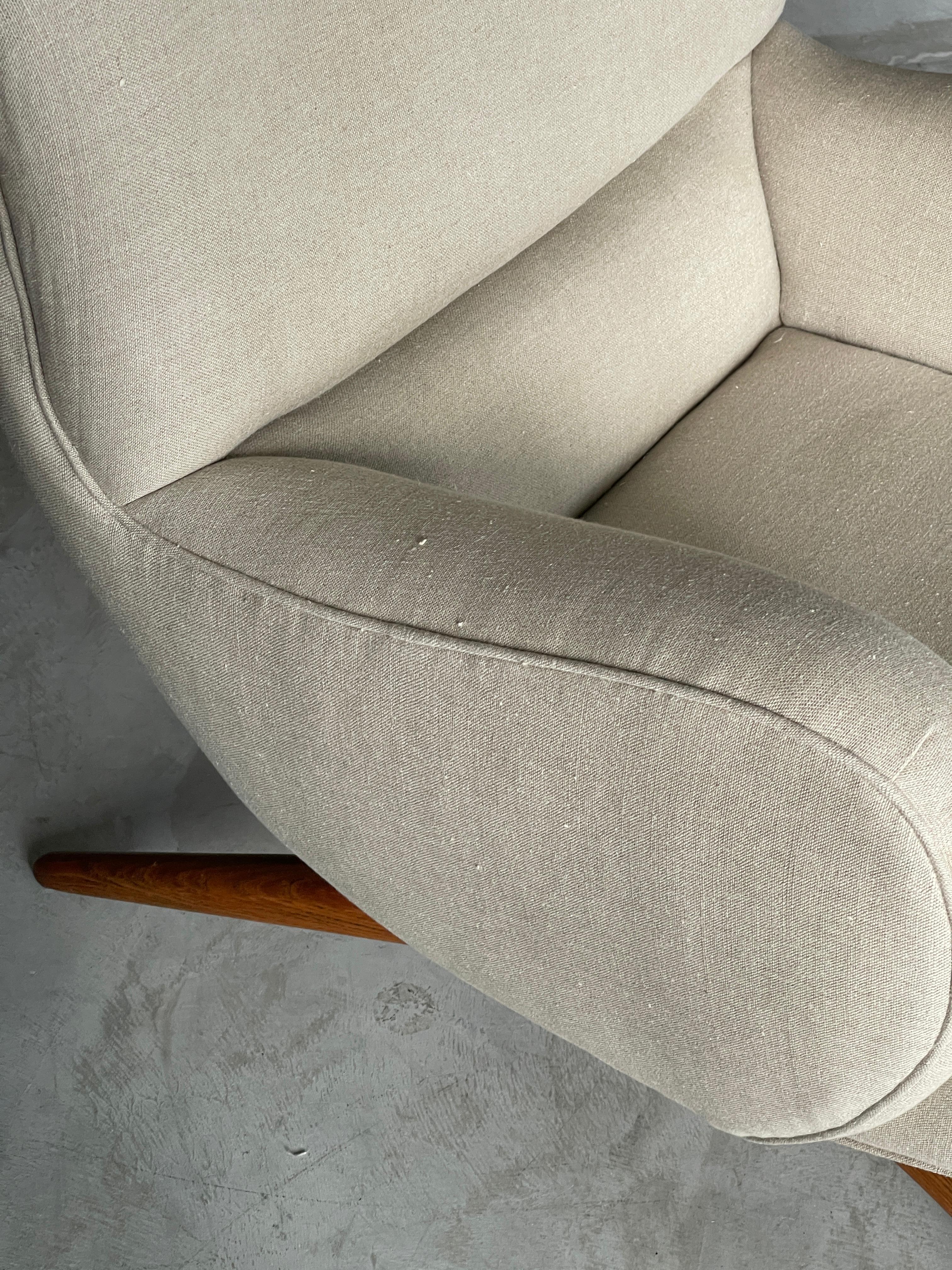 Vladimir Kagan, Rare Lounge Chair, Ash, Fabric, Kagan-Dreyfuss, Inc, c. 1950 3