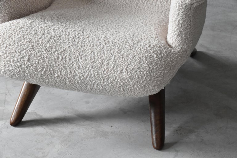 Vladimir Kagan, Rare Organic Wingback Lounge Chair, Walnut, Bouclé