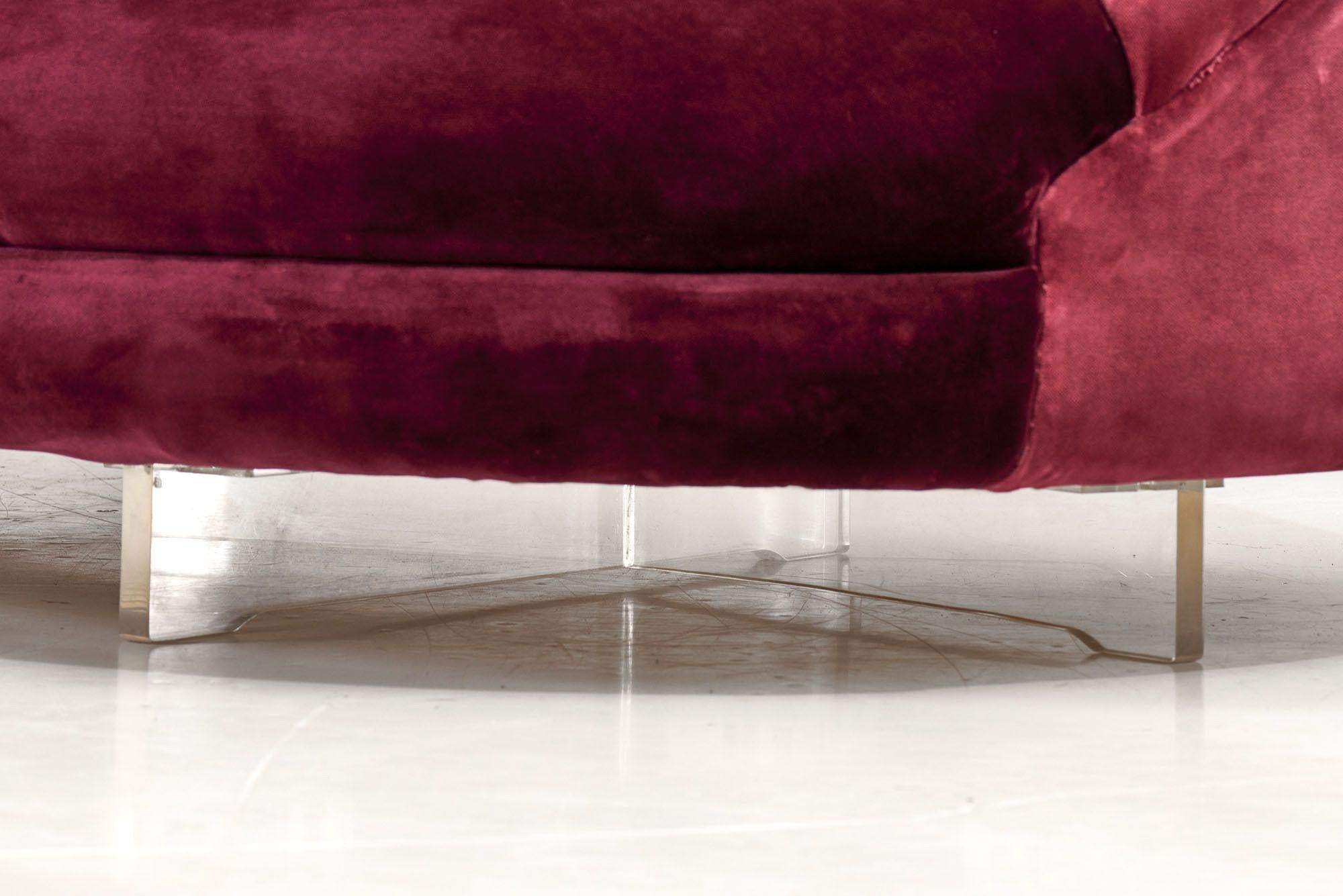 Vladimir Kagan Rasberry Silk Velvet Sofa, 1960 5