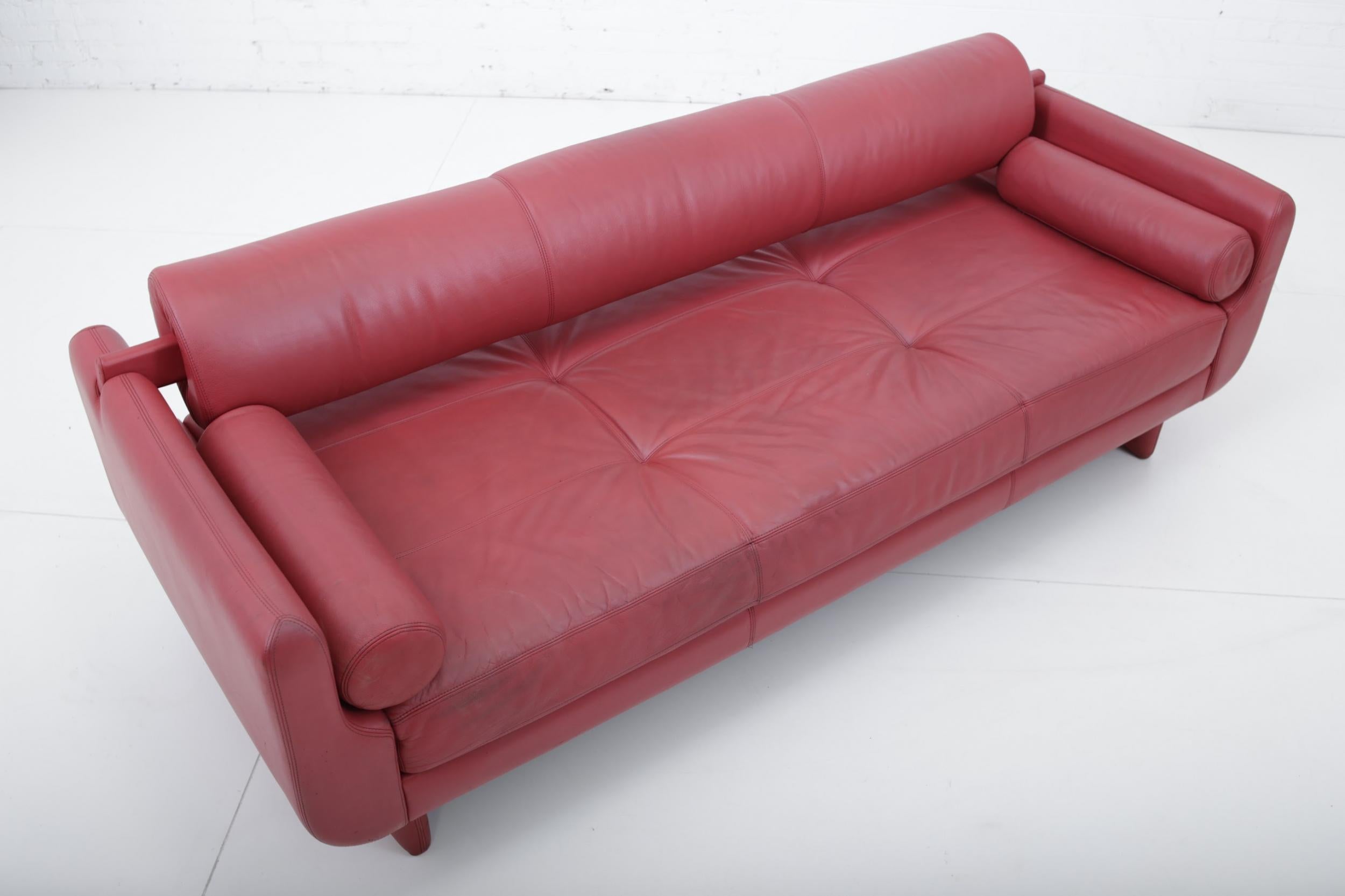 Vladimir Kagan Red Leather “Matinee” Sofa Daybed 3