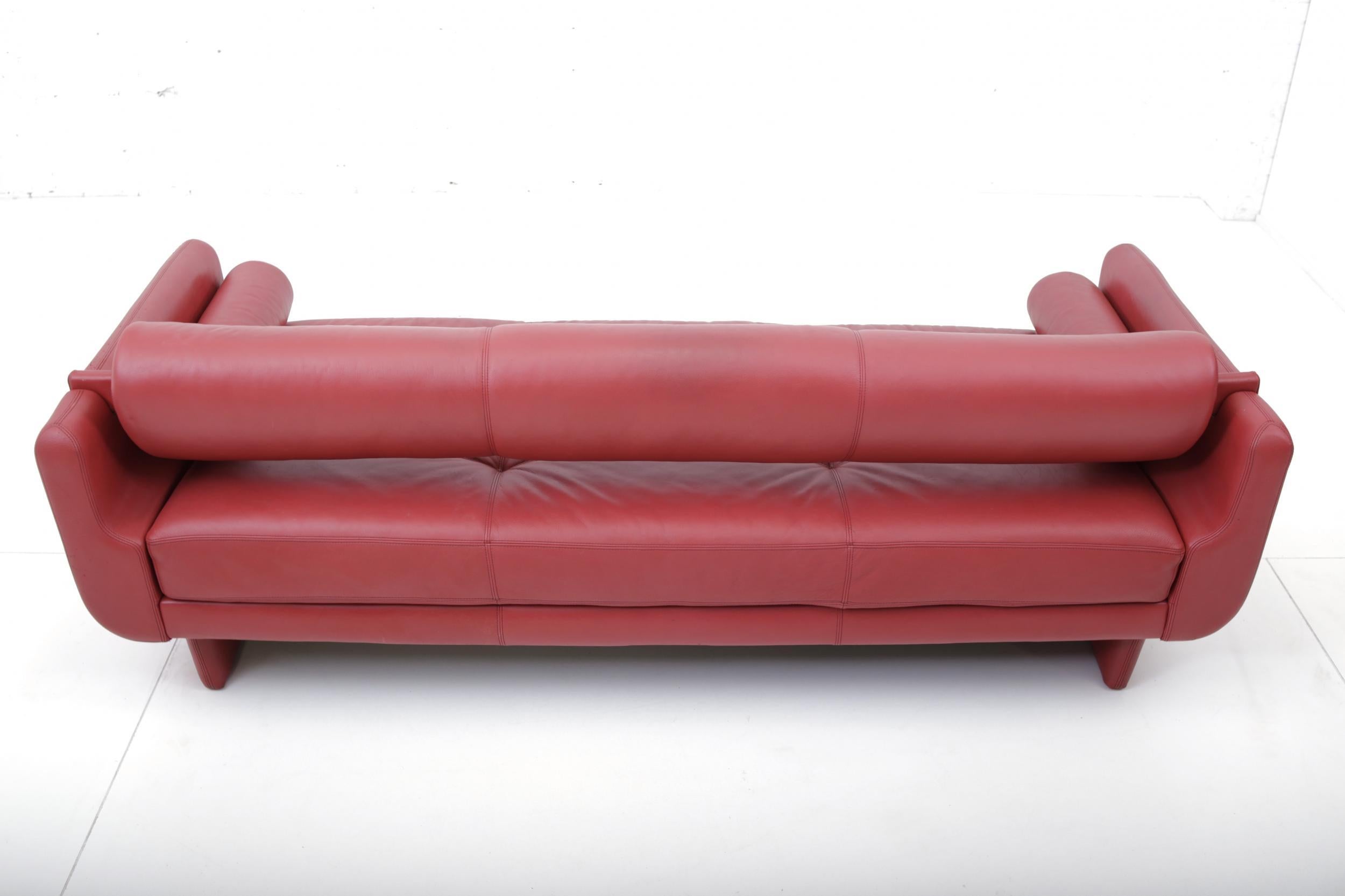Vladimir Kagan Red Leather “Matinee” Sofa Daybed 2
