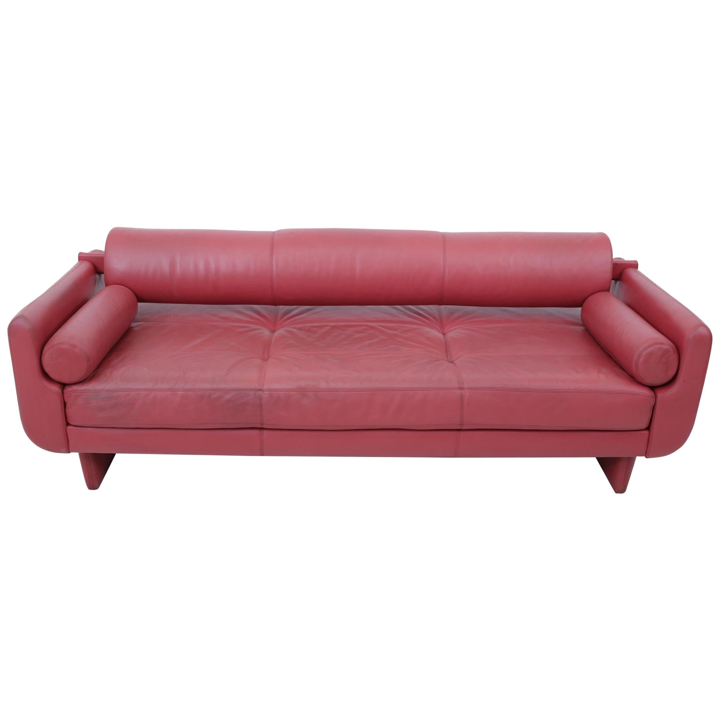 Vladimir Kagan Red Leather “Matinee” Sofa Daybed