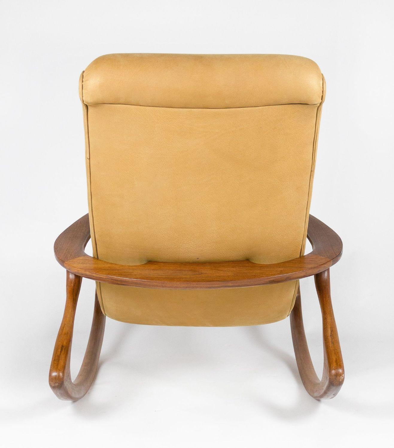 20th Century Vladimir Kagan Rocking Chair in Walnut and Leather Kagan-Dreyfuss 1953