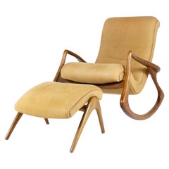 Vladimir Kagan Rocking Chair in Walnut and Leather Kagan-Dreyfuss 1953