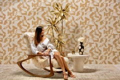 Vladimir Kagan Rocking Chair Upholstered in Champagne Ivory Peruvian Alpaca