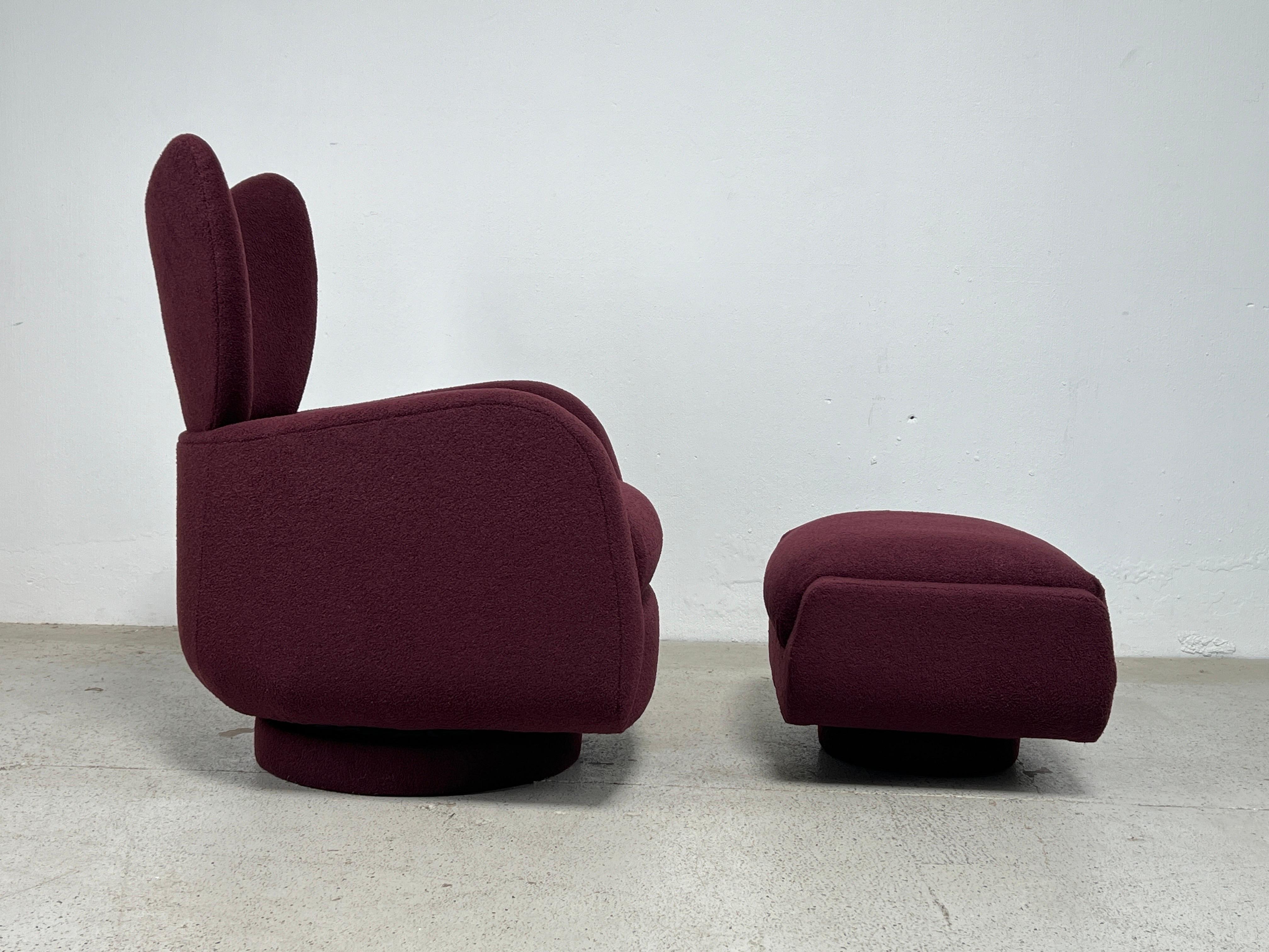 Vladimir Kagan Rocking Swivel Chair and Ottoman In Good Condition In Dallas, TX