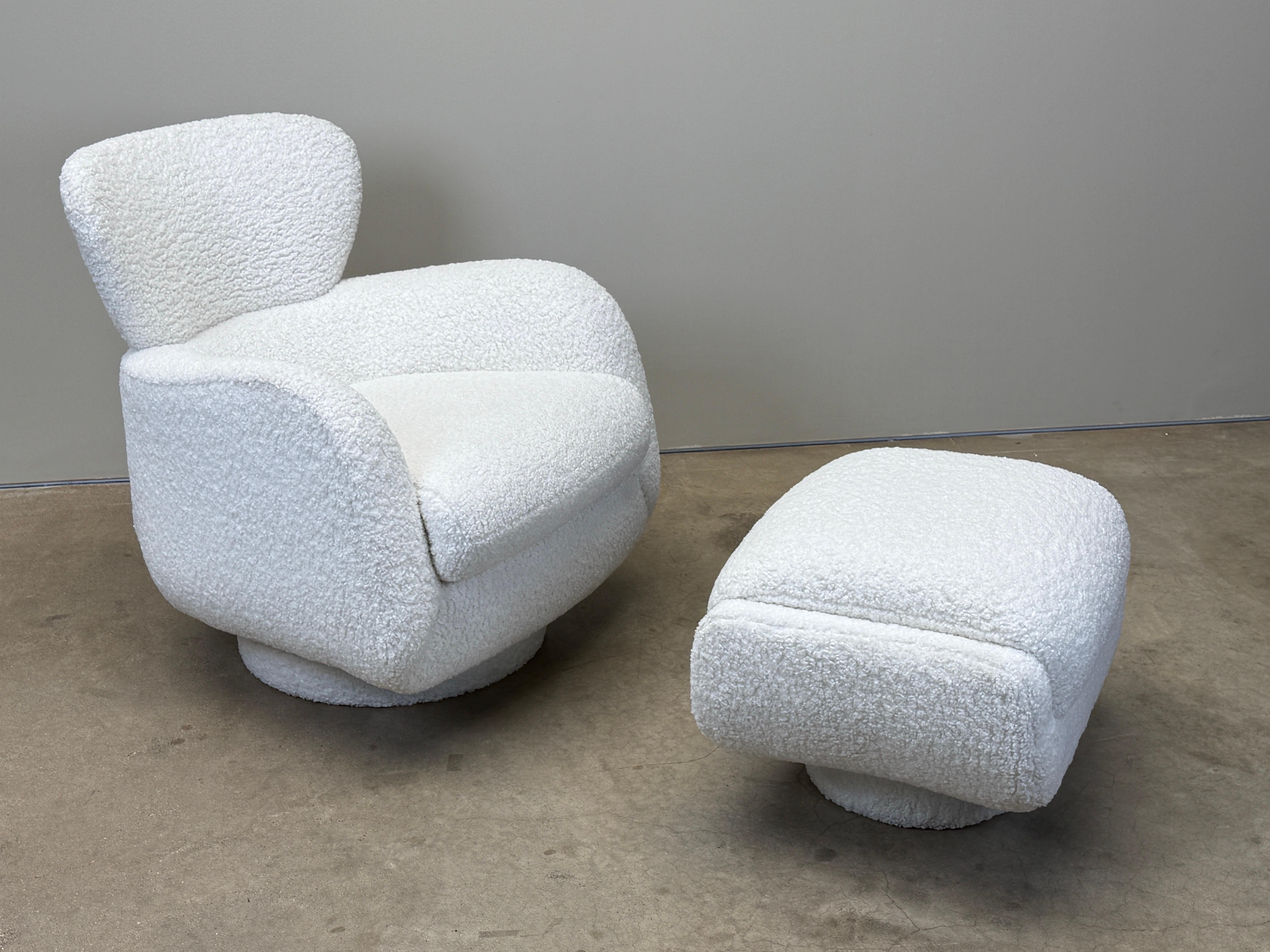 Fauteuil pivotant à bascule et ottoman de Vladimir Kagan Bon état - En vente à Dallas, TX