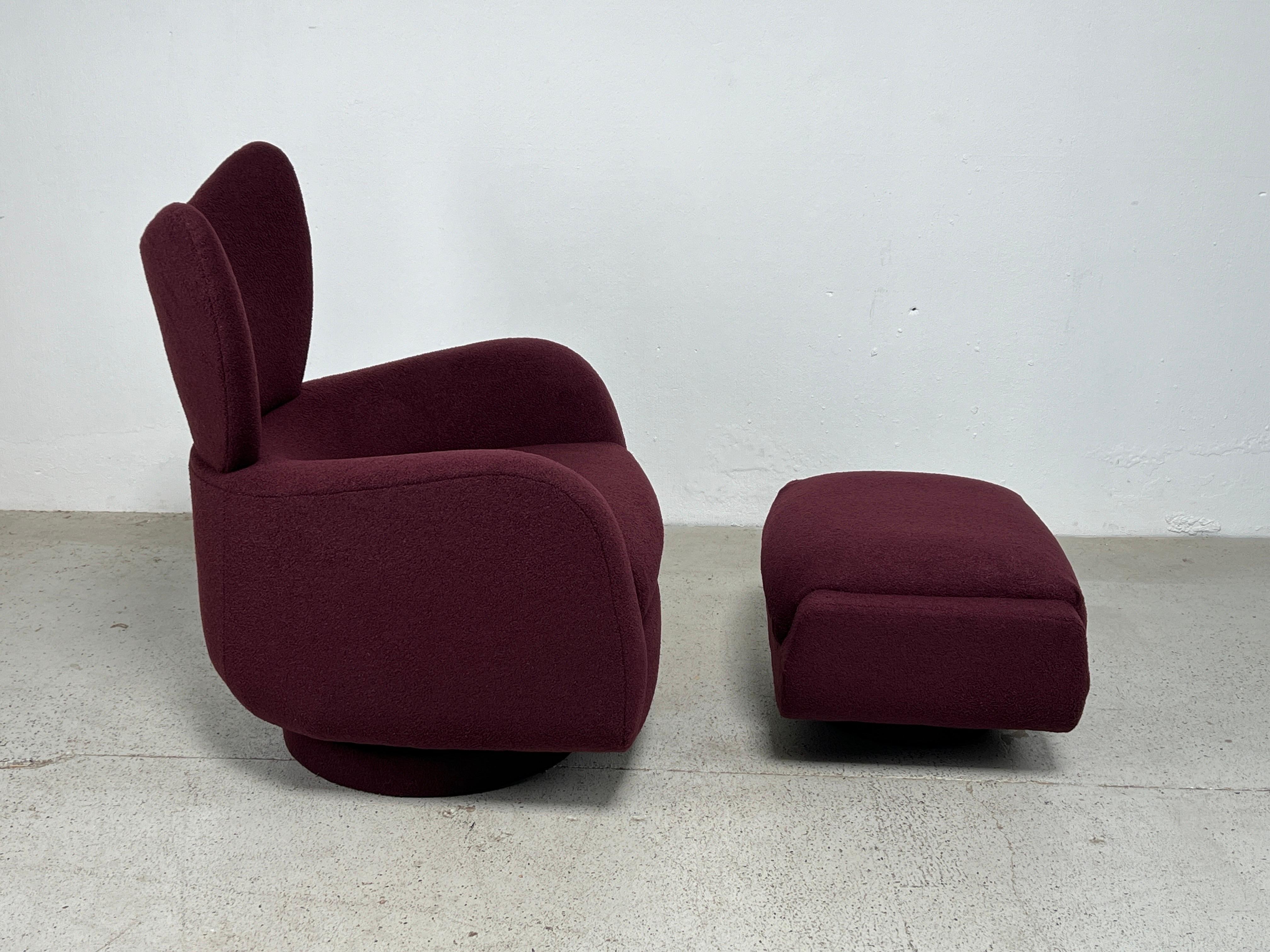 Late 20th Century Vladimir Kagan Rocking Swivel Chair and Ottoman