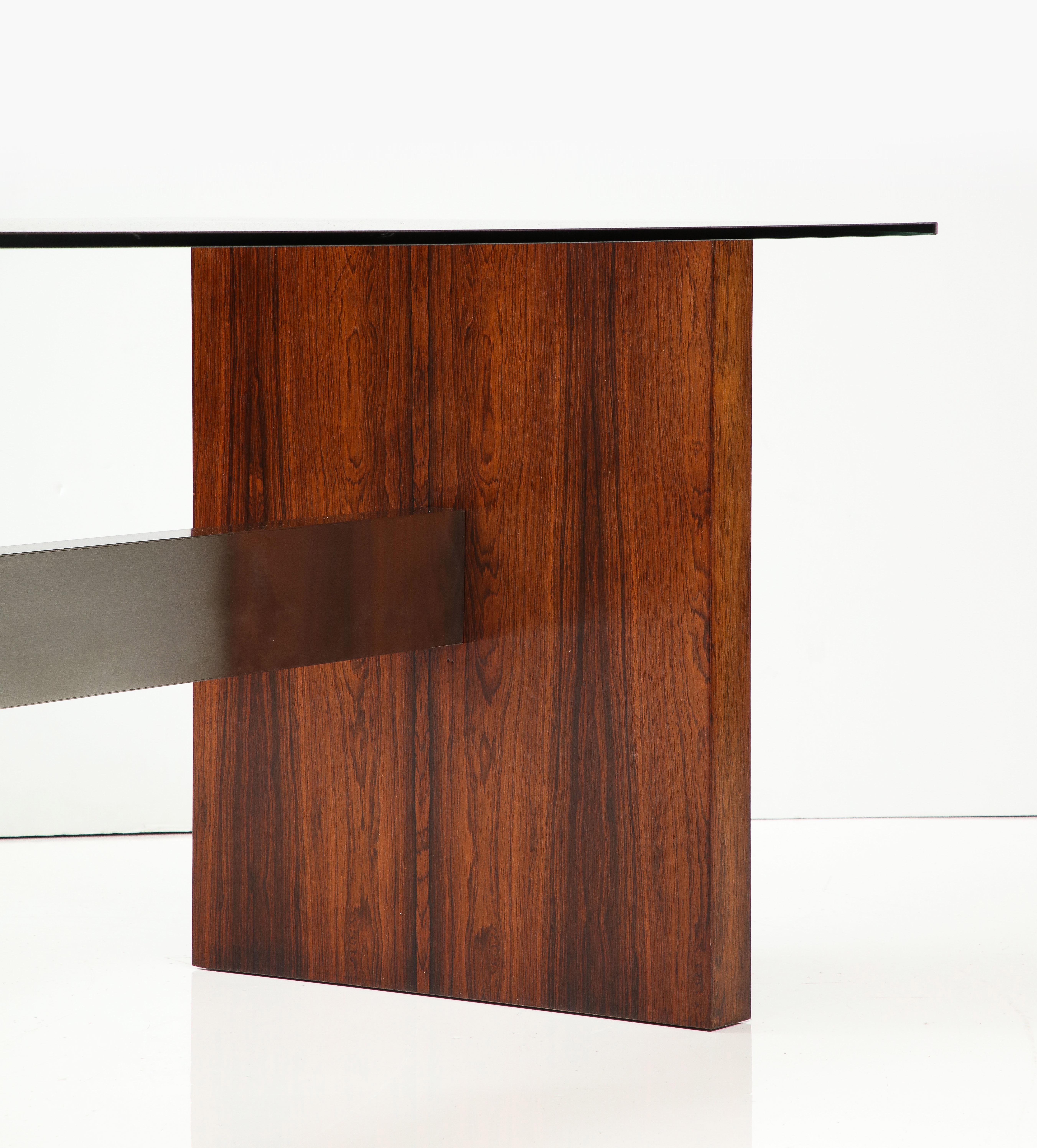Table de bureau/de salle à manger Vladimir Kagan en bois de rose et aluminium en vente 3
