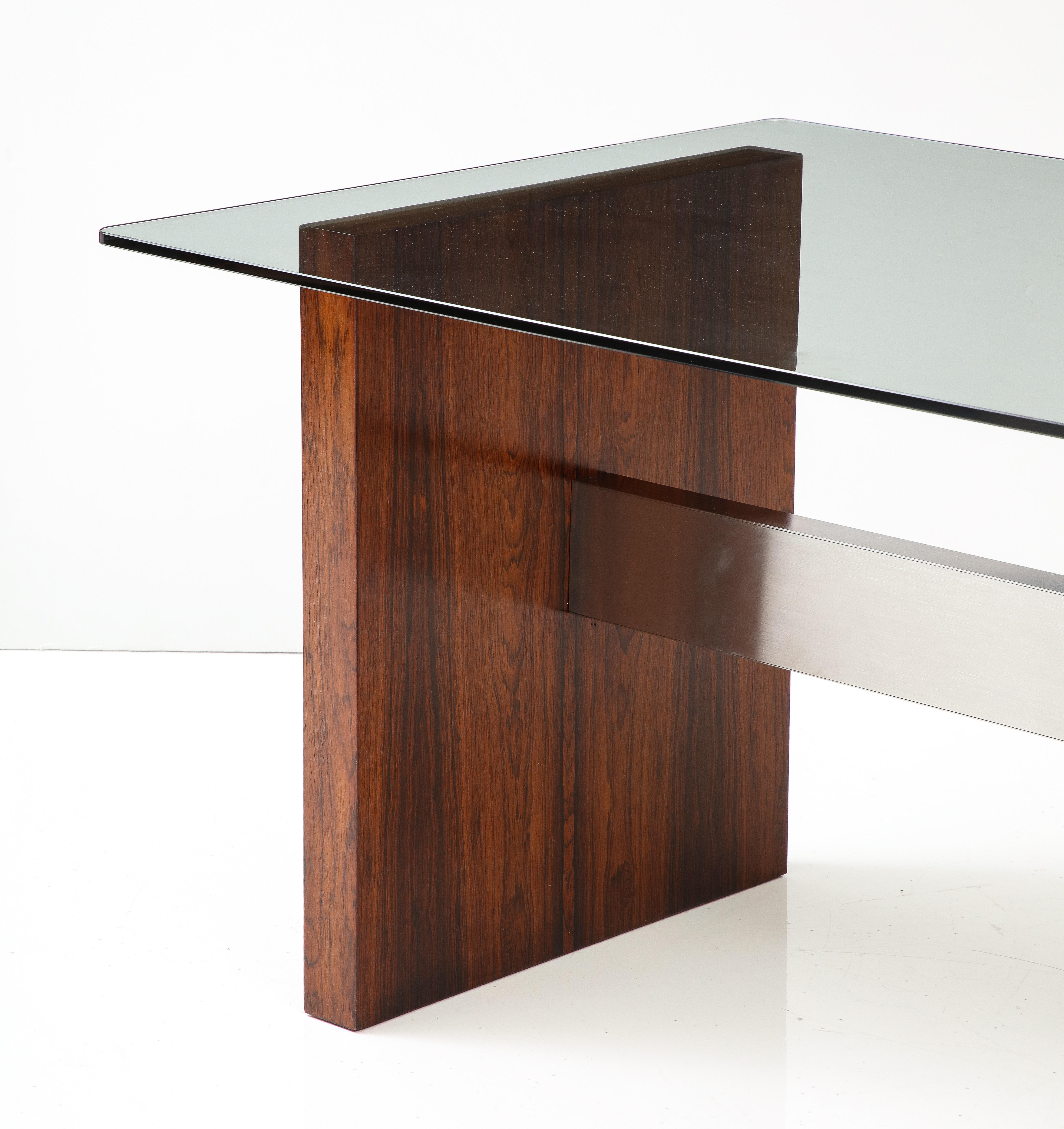 Table de bureau/de salle à manger Vladimir Kagan en bois de rose et aluminium en vente 4