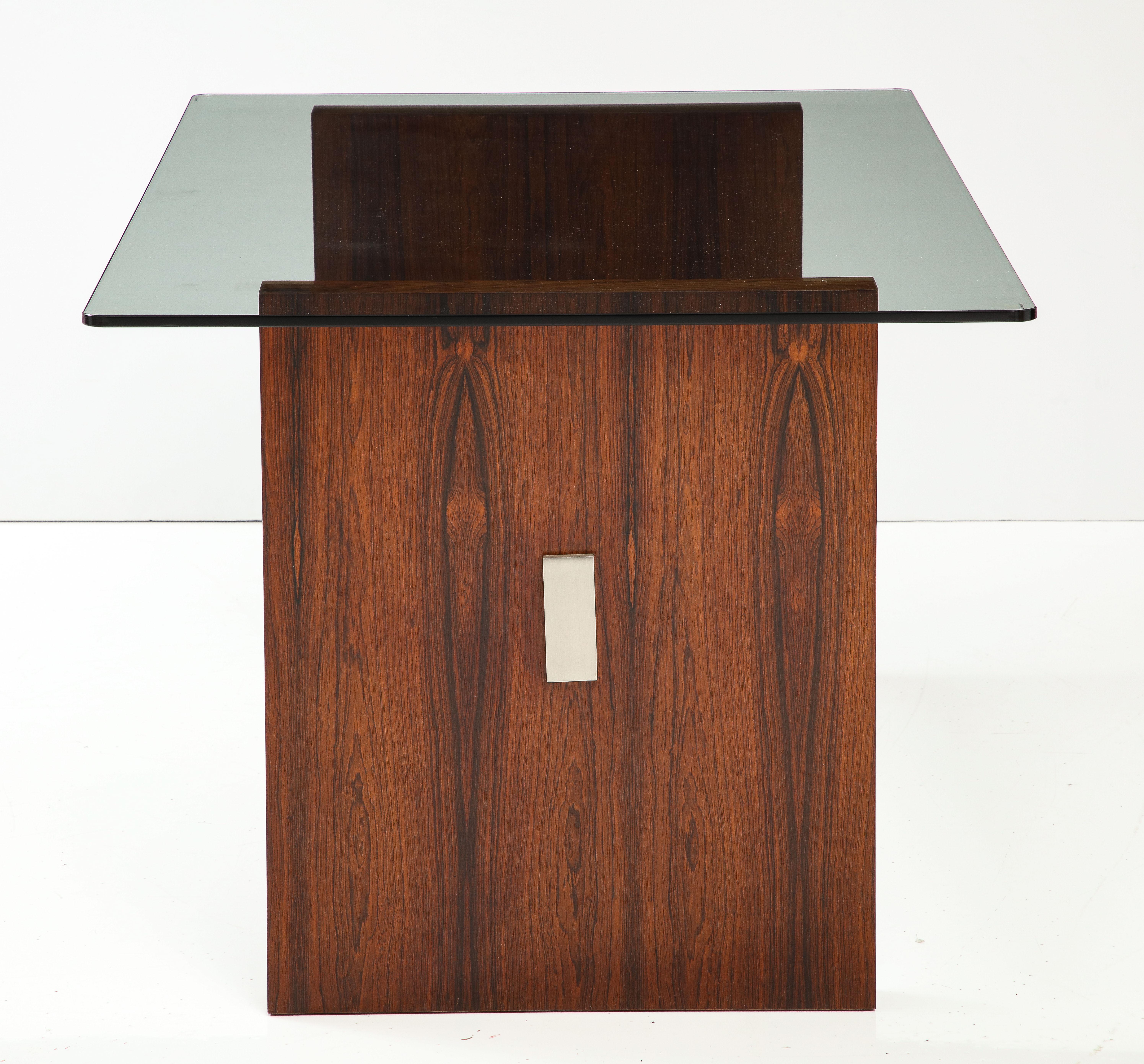 Fin du 20e siècle Table de bureau/de salle à manger Vladimir Kagan en bois de rose et aluminium en vente