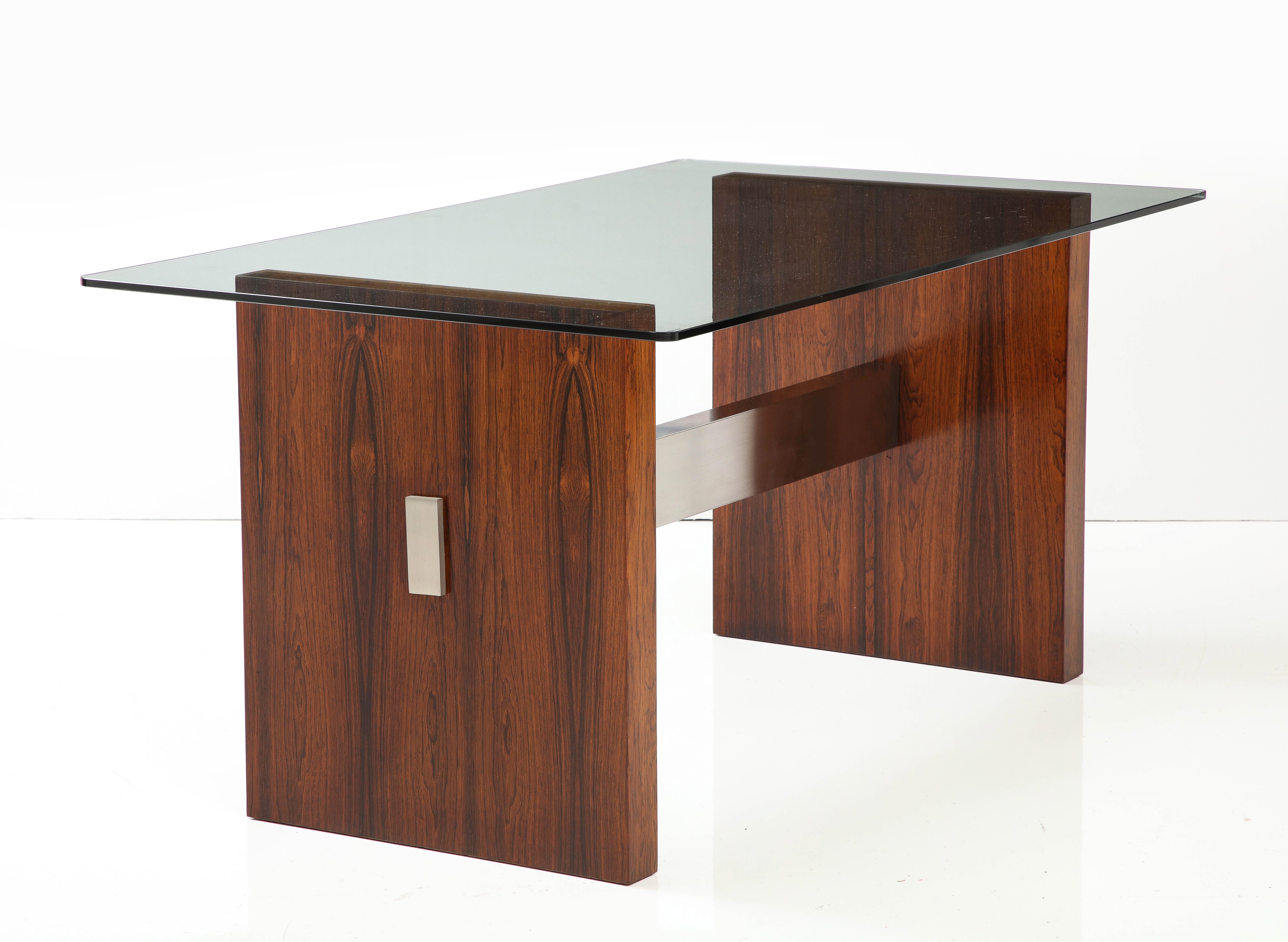 Vladimir Kagan Rosewood and Aluminum Desk/Dining Table For Sale 1