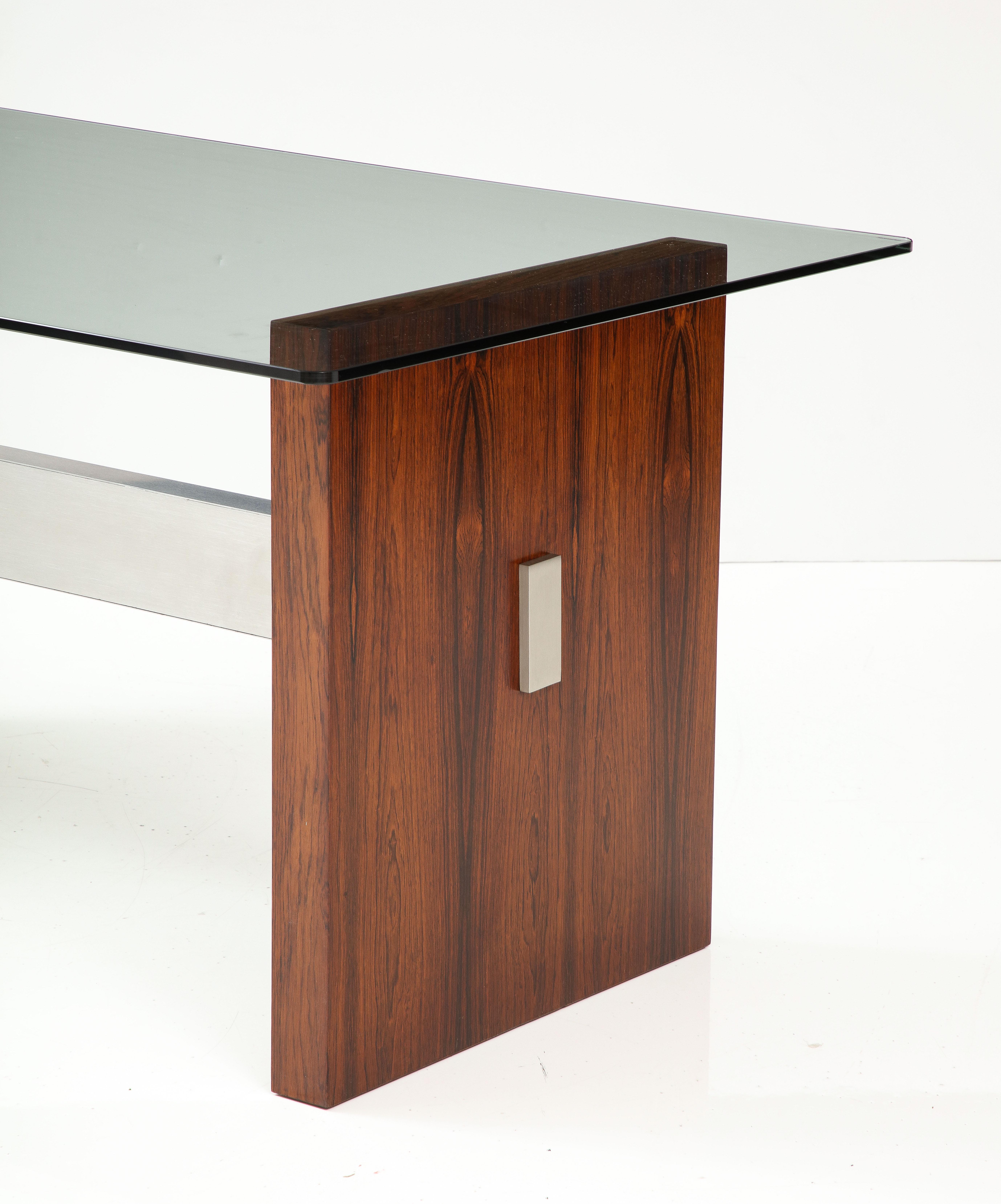 Vladimir Kagan Rosewood and Aluminum Desk/Dining Table For Sale 2
