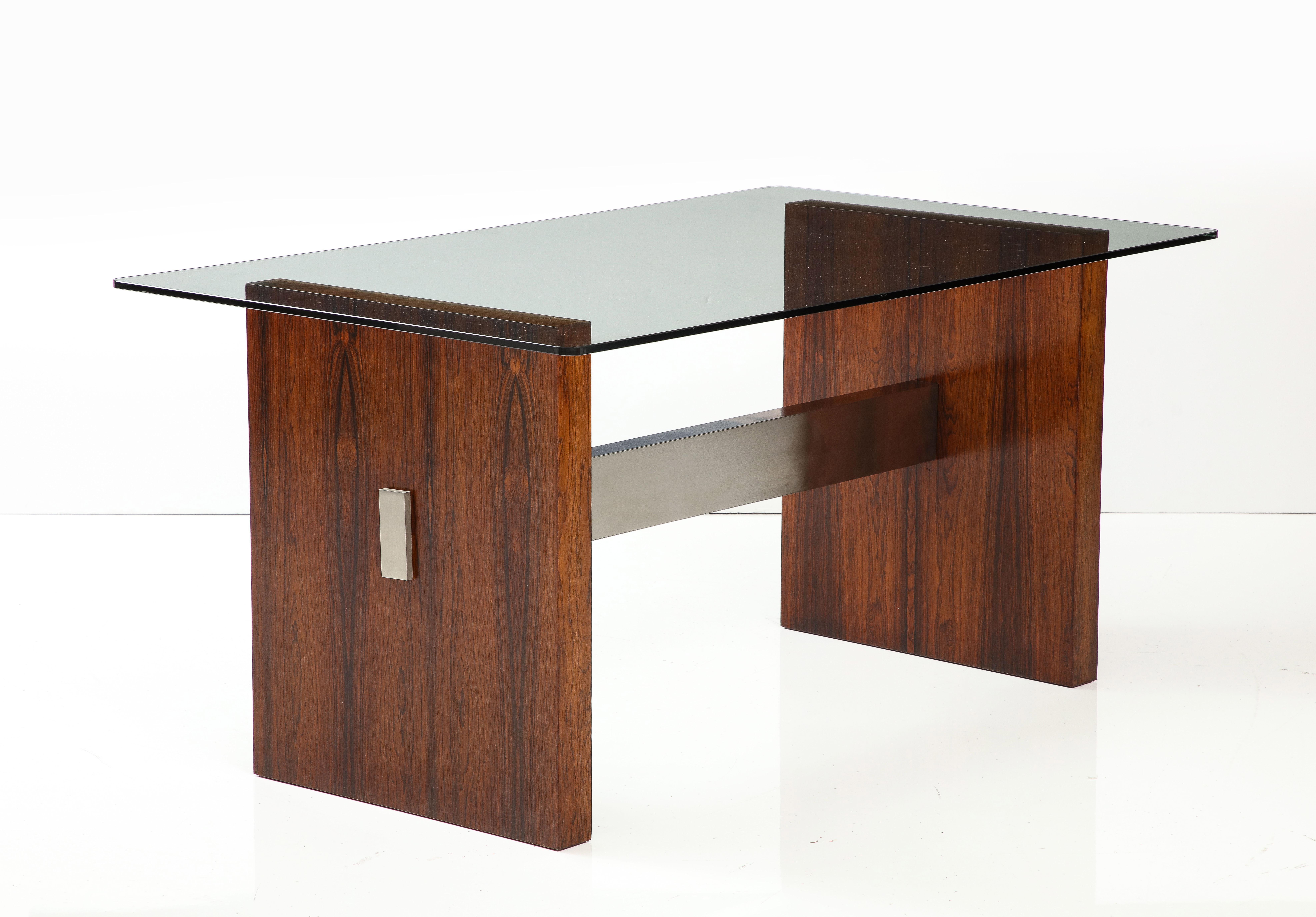 Vladimir Kagan Rosewood and Aluminum Desk/Dining Table For Sale 3