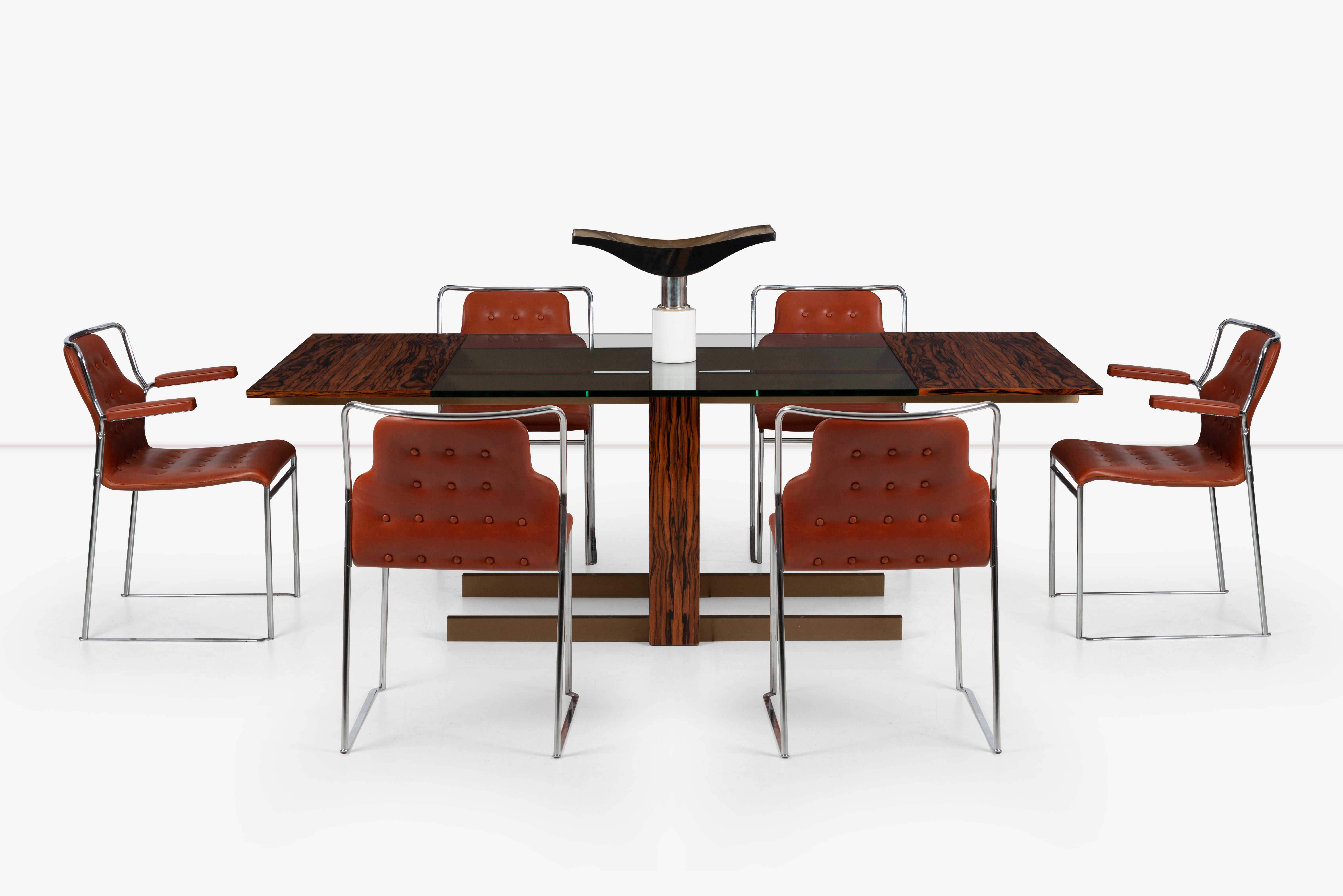 Late 20th Century Vladimir Kagan Rosewood, Glass, and Bronze Dining Table