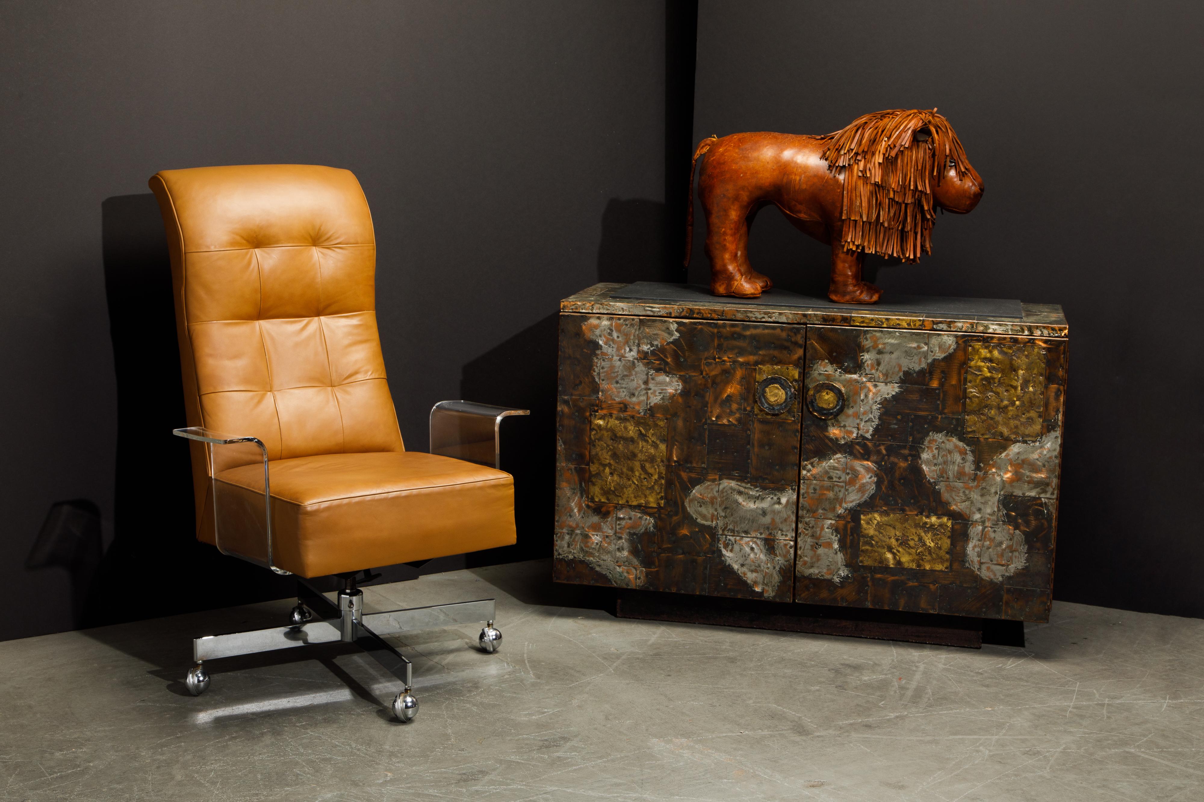Vladimir Kagan Sculpted Lucite Leather & Chrome Executive Desk Chair, circa 1970 8
