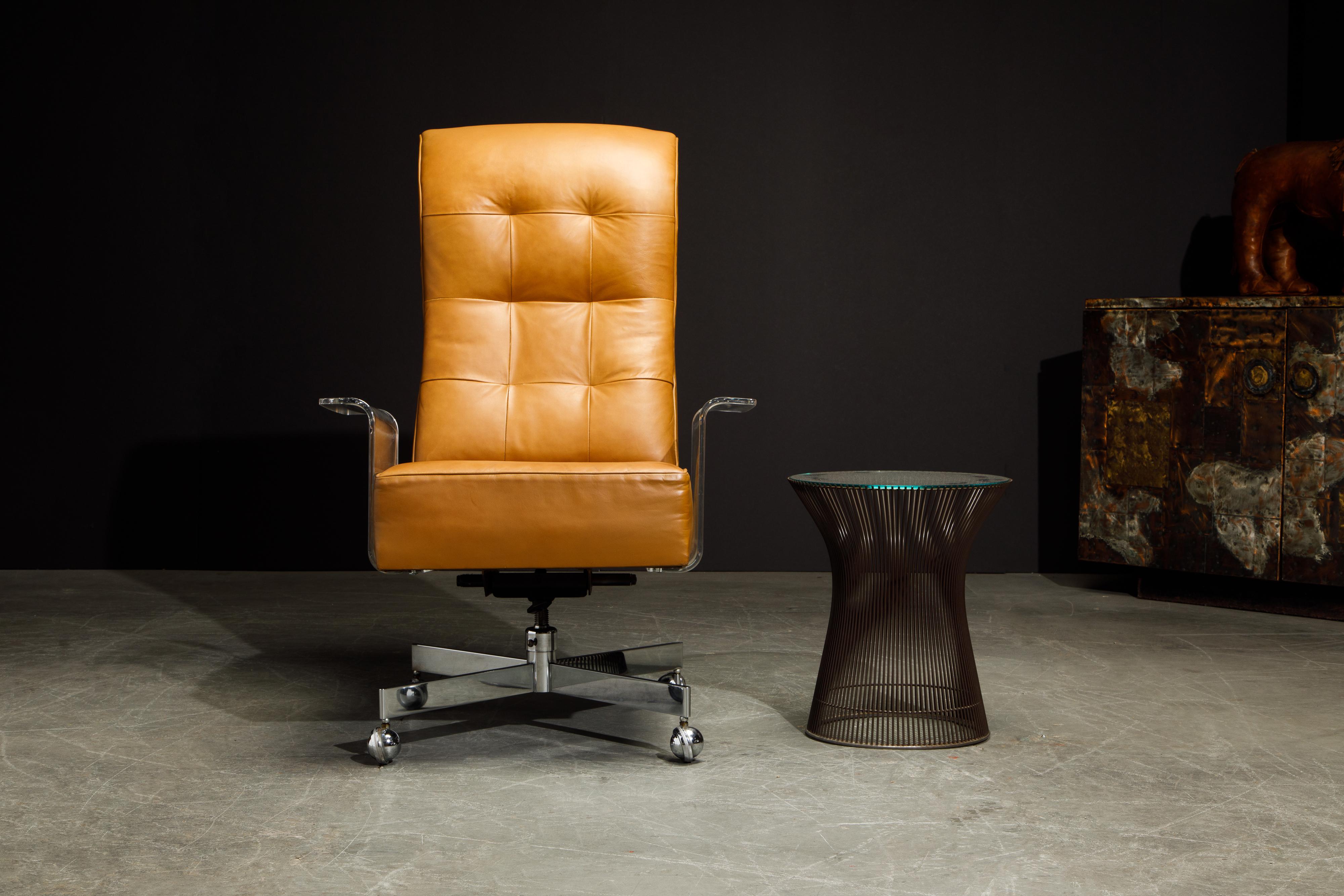 Vladimir Kagan Sculpted Lucite Leather & Chrome Executive Desk Chair, circa 1970 10