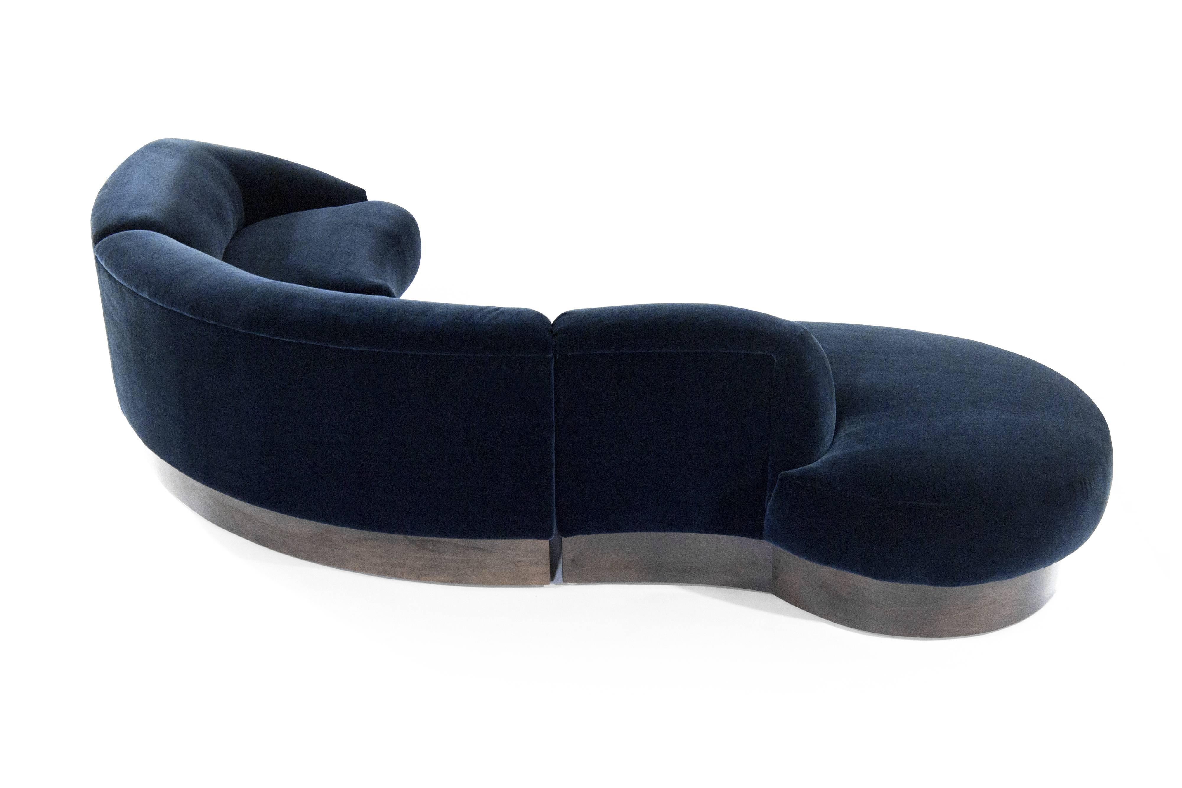 Mid-Century Modern Vladimir Kagan Sectional in Deep Blue Mohair