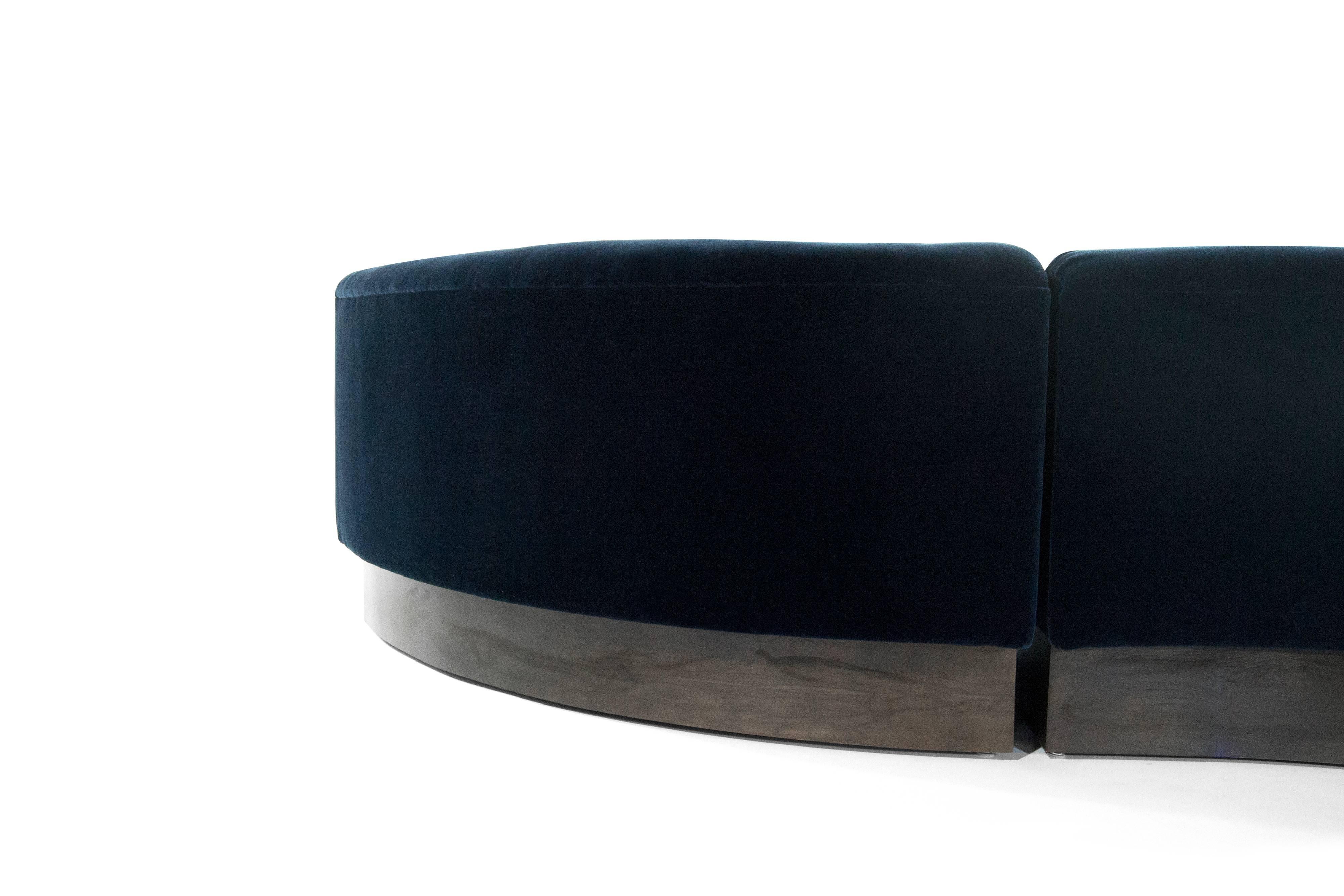 Vladimir Kagan Sectional in Deep Blue Mohair 1