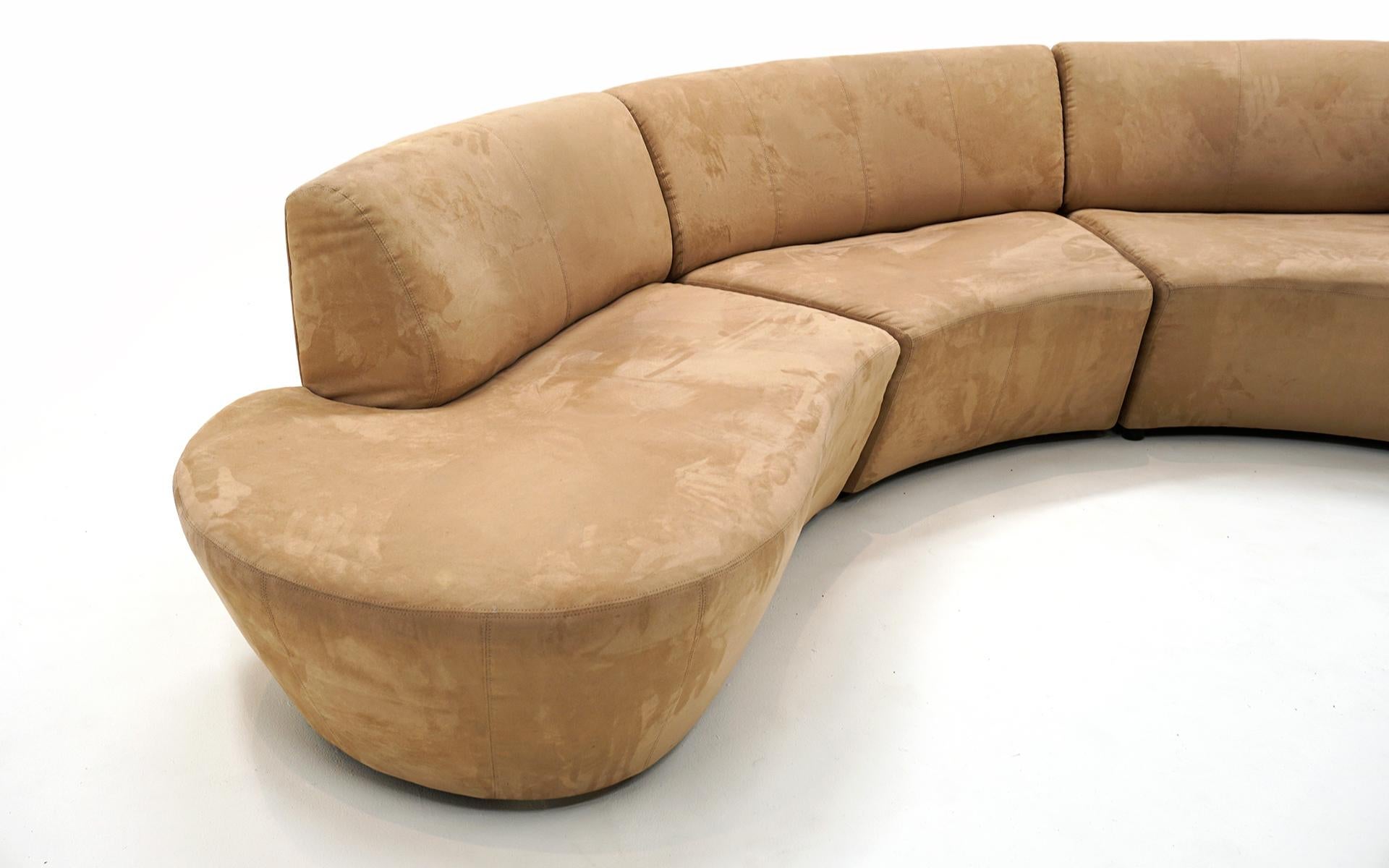 Mid-Century Modern Vladimir Kagan Sectional Serpentine Cloud Sofa for Weiman. Tan Suede.