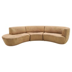 Vladimir Kagan Sectional Serpentine Cloud Sofa for Weiman. Tan Suede.