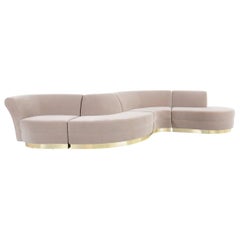 Vladimir Kagan Sectional Sofa Freshly Reupholstered in Mohair over Brass