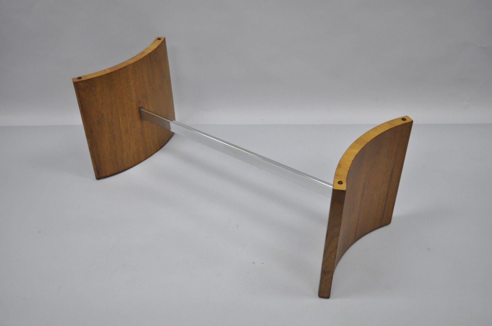 Danish Modern Propeller Coffee Table Walnut Chrome Glass For Sale 5