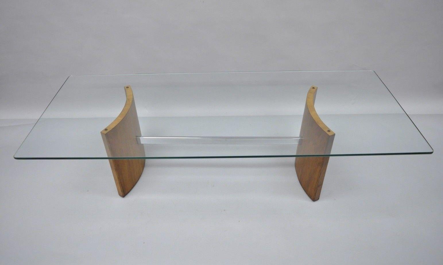 Mid-Century Modern Danish Modern Propeller Coffee Table Walnut Chrome Glass For Sale