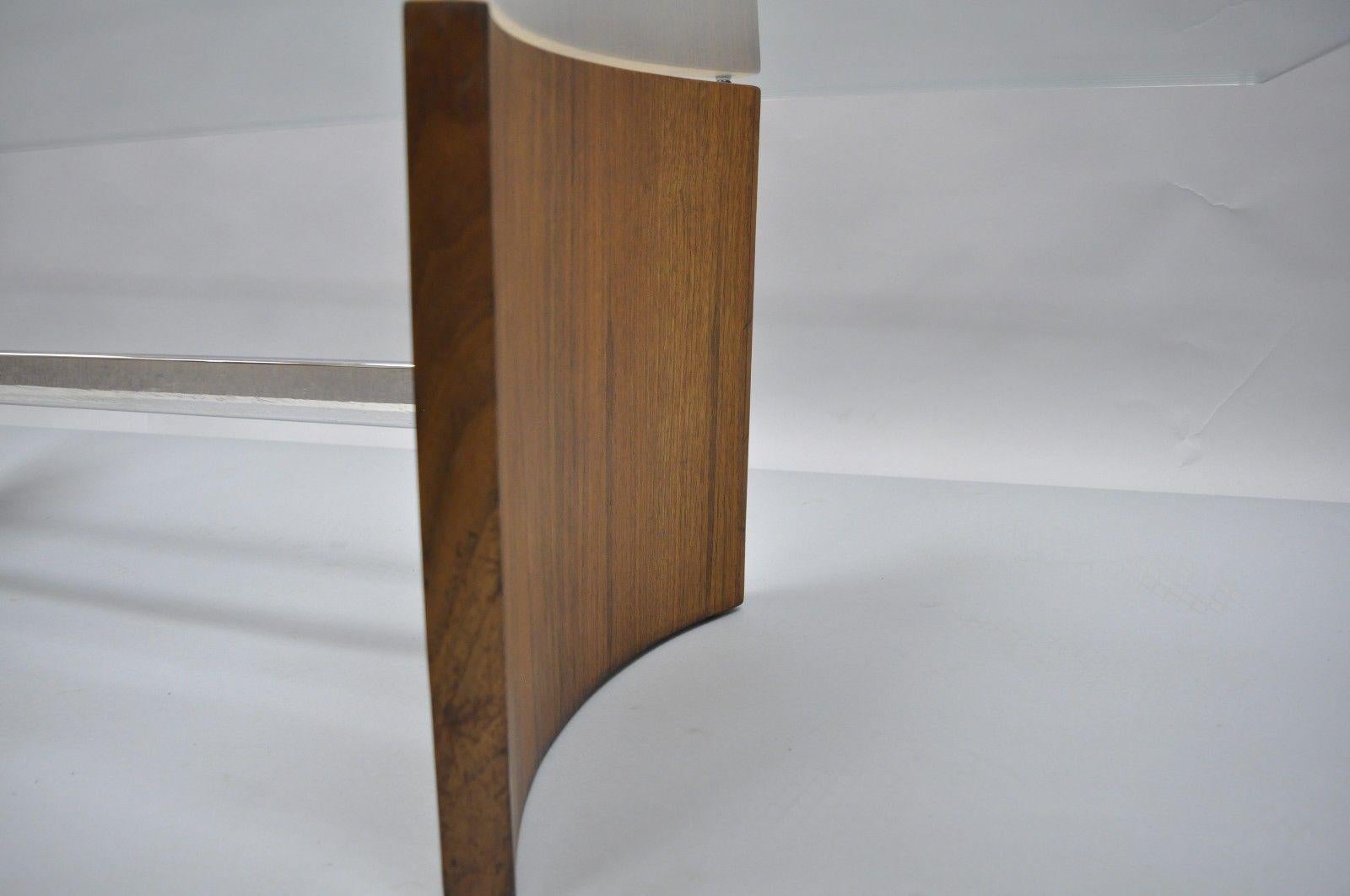 Danish Modern Propeller Coffee Table Walnut Chrome Glass For Sale 4