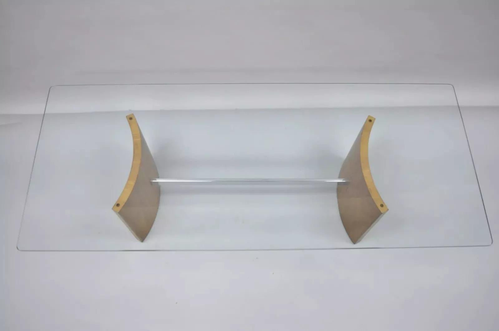 Table basse danoise moderne à hélice en noyer et verre chromé Vladimir Kagan Selig en vente 1