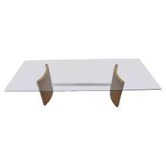 Vladimir Kagan Selig, moderner dänischer Propeller-Couchtisch aus Nussbaumholz und Chromglas
