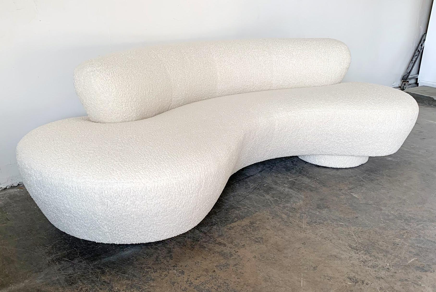 American Vladimir Kagan Serpentine Cloud Sofa Upholstered in Heavy Boucle