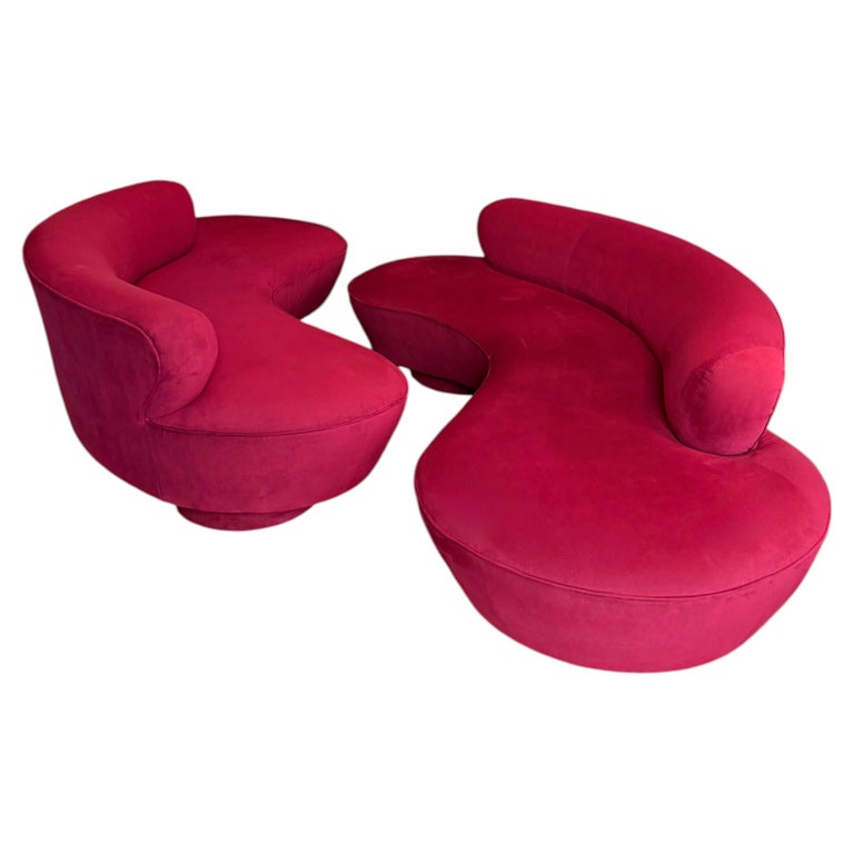 Vladimir Kagan Serpentine Cloud Curved Sofas for Directional, Signed Pair